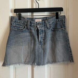 Vintage Abercrombie & Fitch Denim Mini Skirt Light Wash Distressed Frayed Sz 8